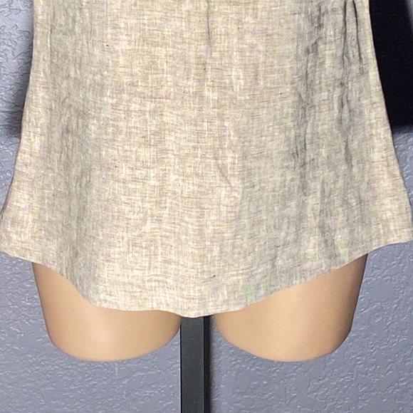 TORY BURCH - linen tank tunic w little mirror discs surrounding neck, zip - 8 - Picture 4 of 16